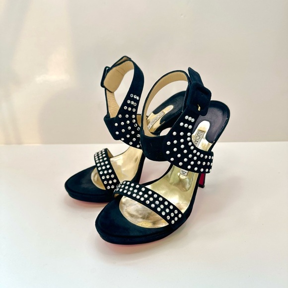 Luciano Padovan Black Suede Studded Heel Sandals – Size 6- Made in Italy - Picture 4 of 8
